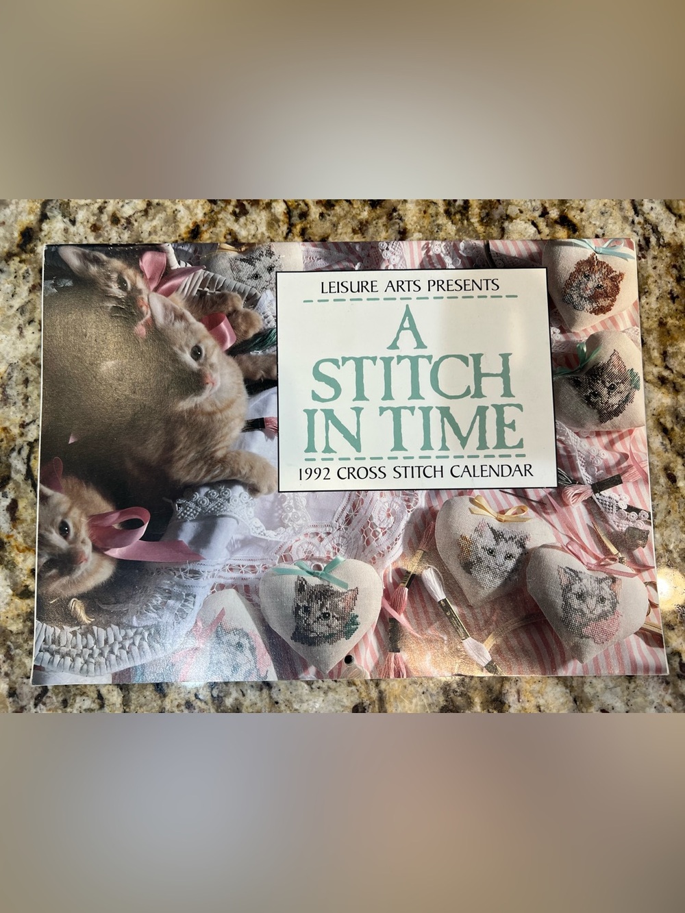 Vintage 1992 Leisure Arts A Stitch in Time Cat Cross Stitch Calendar Patterns